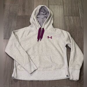 Under Armour Women’s Light Gray Hoodie with Purple Accents Size L